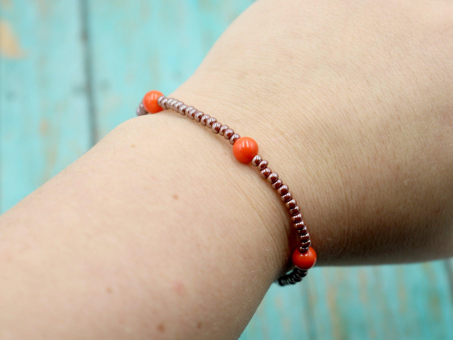 Pumpkin Pie and Spice Vibes Stack Bracelet Beaded Bracelet Boho Bracelets Handmade Glass Beads Stretch Bracelet Thanksgiving Inspired - Monkeysmojo