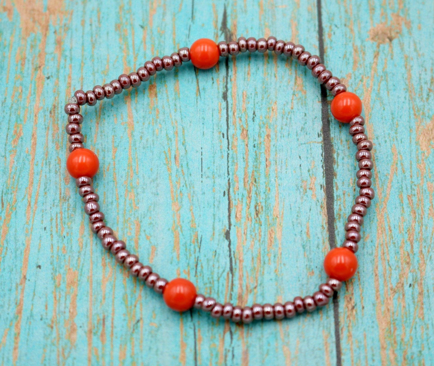 Pumpkin Pie and Spice Vibes Stack Bracelet Beaded Bracelet Boho Bracelets Handmade Glass Beads Stretch Bracelet Thanksgiving Inspired - Monkeysmojo