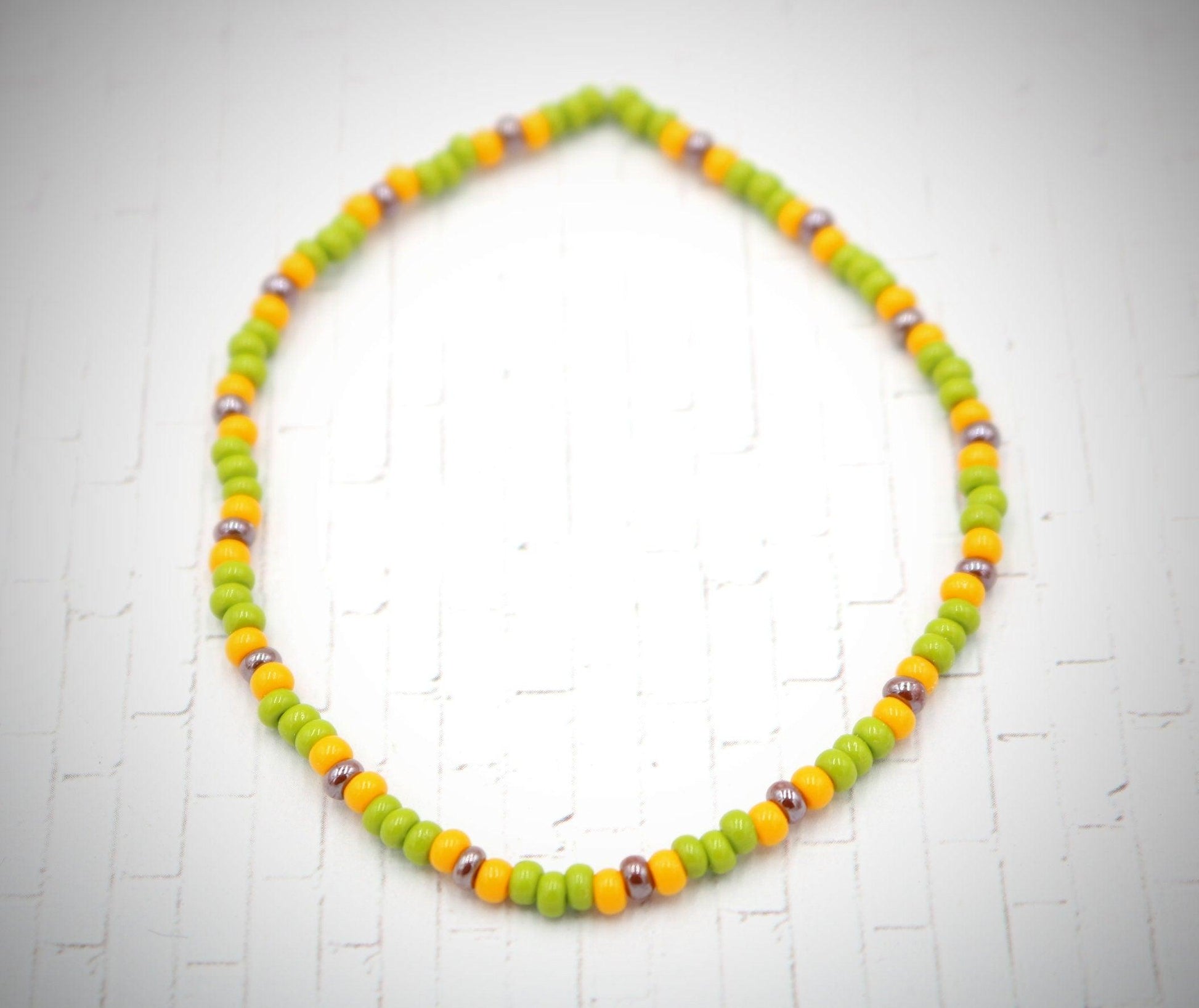 Four Corn and Seven Years Ago Yellow, Green, Brown Stretch Seed Danity Seed Bracelet Bright Bold Women's Stack Bracelet 2021 Gift Homemade - Monkeysmojo