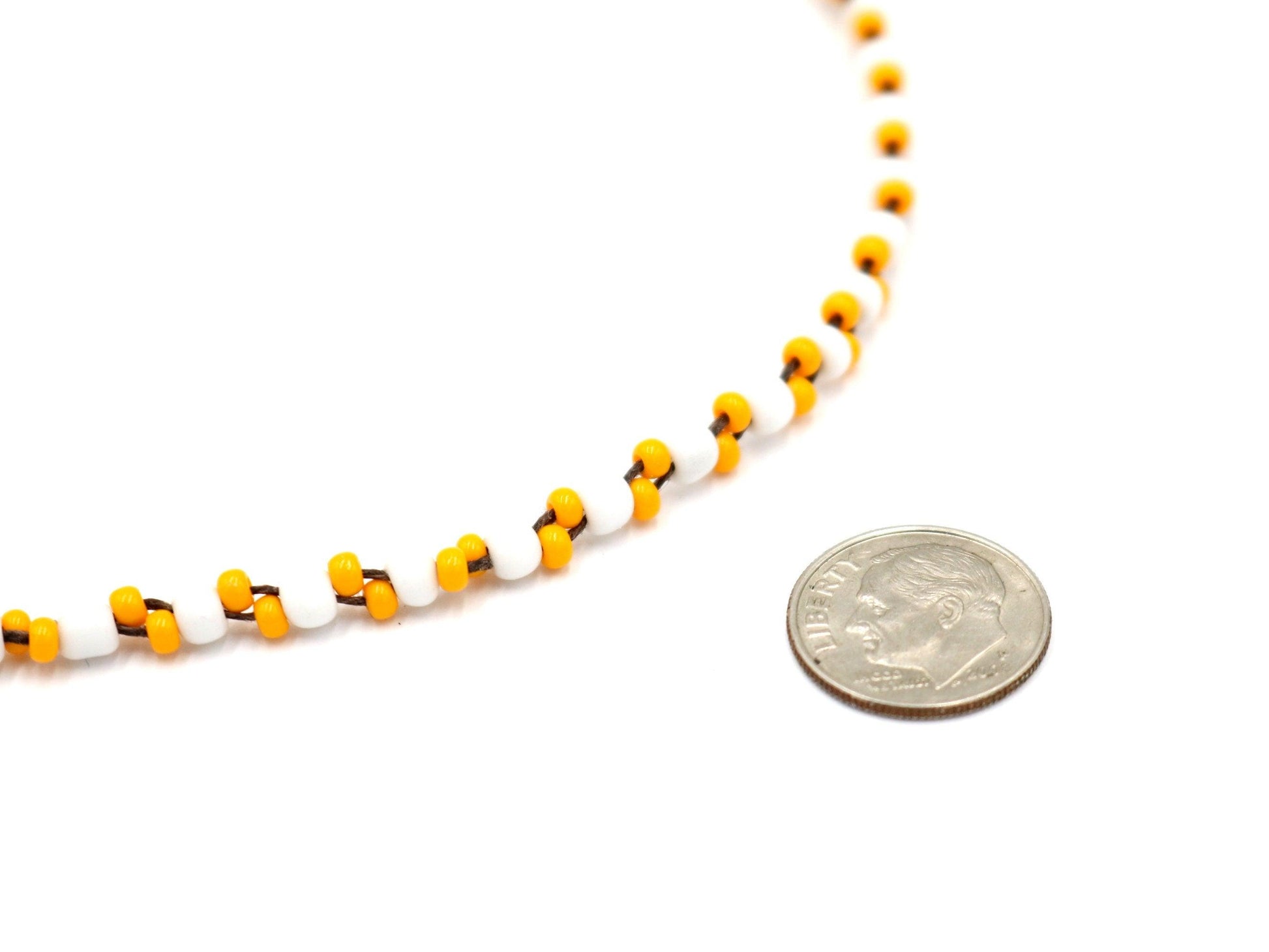 Its Hammer Time No Wait Its M C Escher Inspired Bright Yellow And White Seed Bead 18” Brown Leather Necklace 2021 Gift - Monkeysmojo