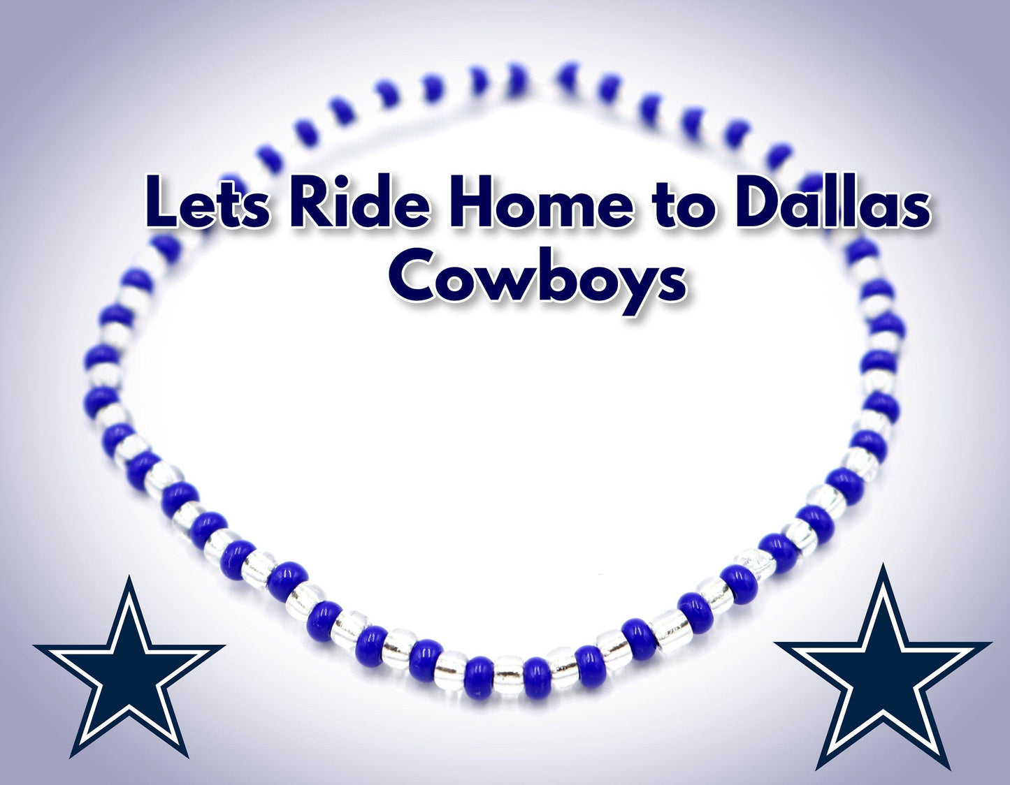 Calling All Cowboy Fans! NFL Mania is Here Show Your Team Spirit with This Fun Glass Seed Bead Stretch Blue & Silver Bracelet - Monkeysmojo