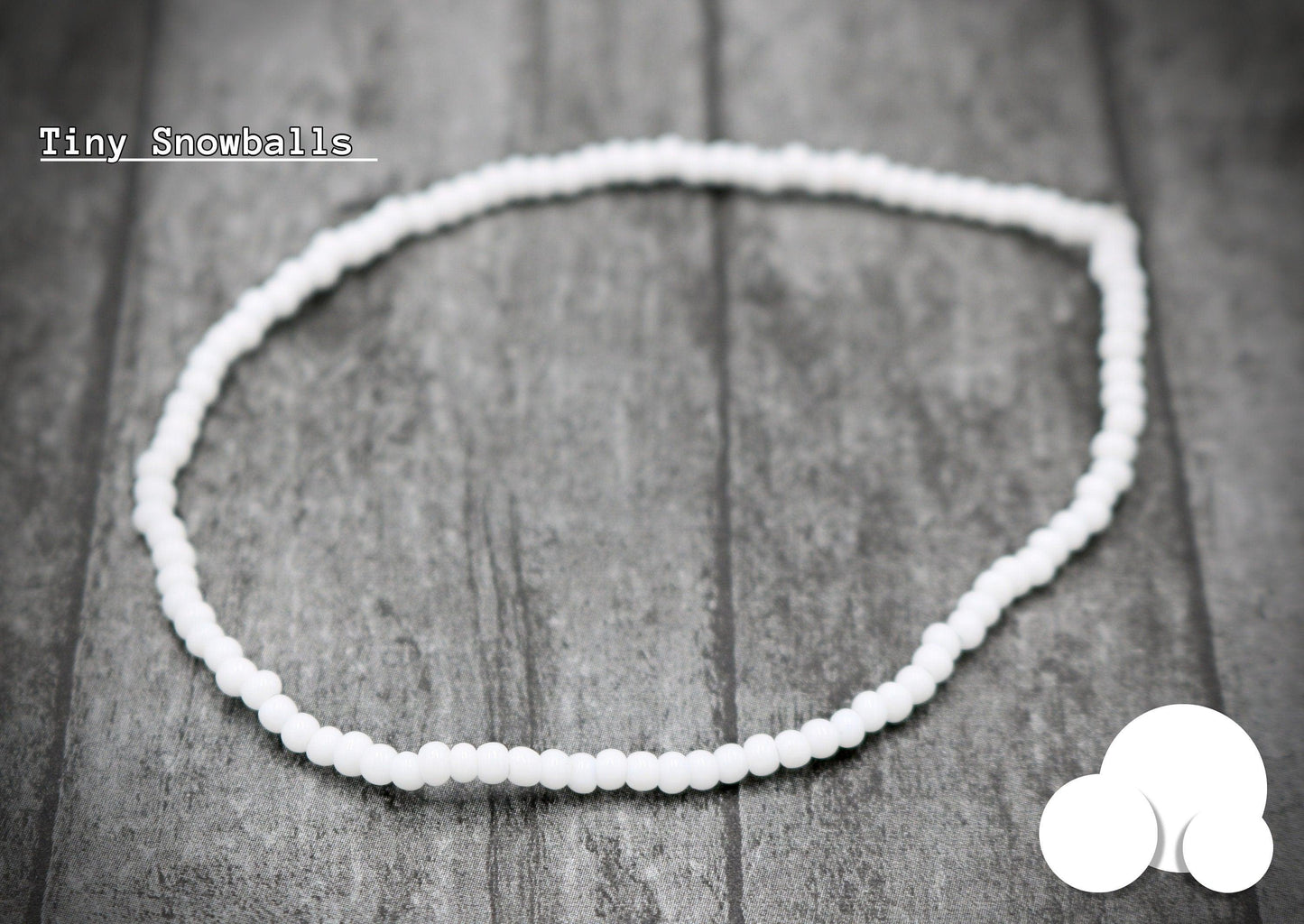 Tiny Balls of Snow Snowball Winter Vibe 2mm Glass Seed Bead Fun Boho Stretch Stack Bracelet Women’s Gift 2022 - Monkeysmojo