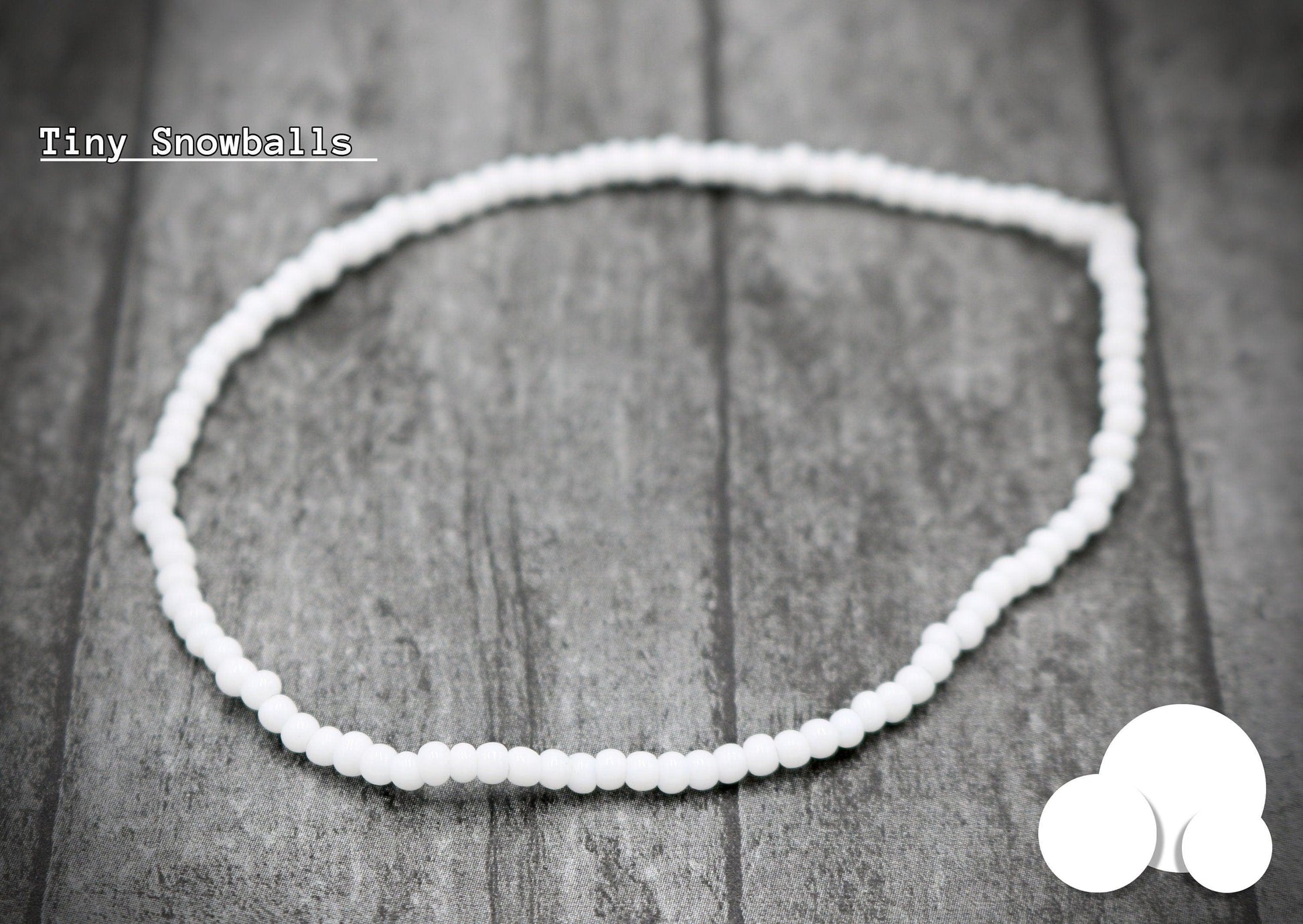 Tiny Balls of Snow Snowball Winter Vibe 2mm Glass Seed Bead Fun Boho Stretch Stack Bracelet Women’s Gift 2022 - Monkeysmojo