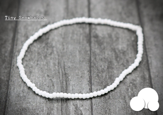 Tiny Balls of Snow Snowball Winter Vibe 2mm Glass Seed Bead Fun Boho Stretch Stack Bracelet Women’s Gift 2022 - Monkeysmojo