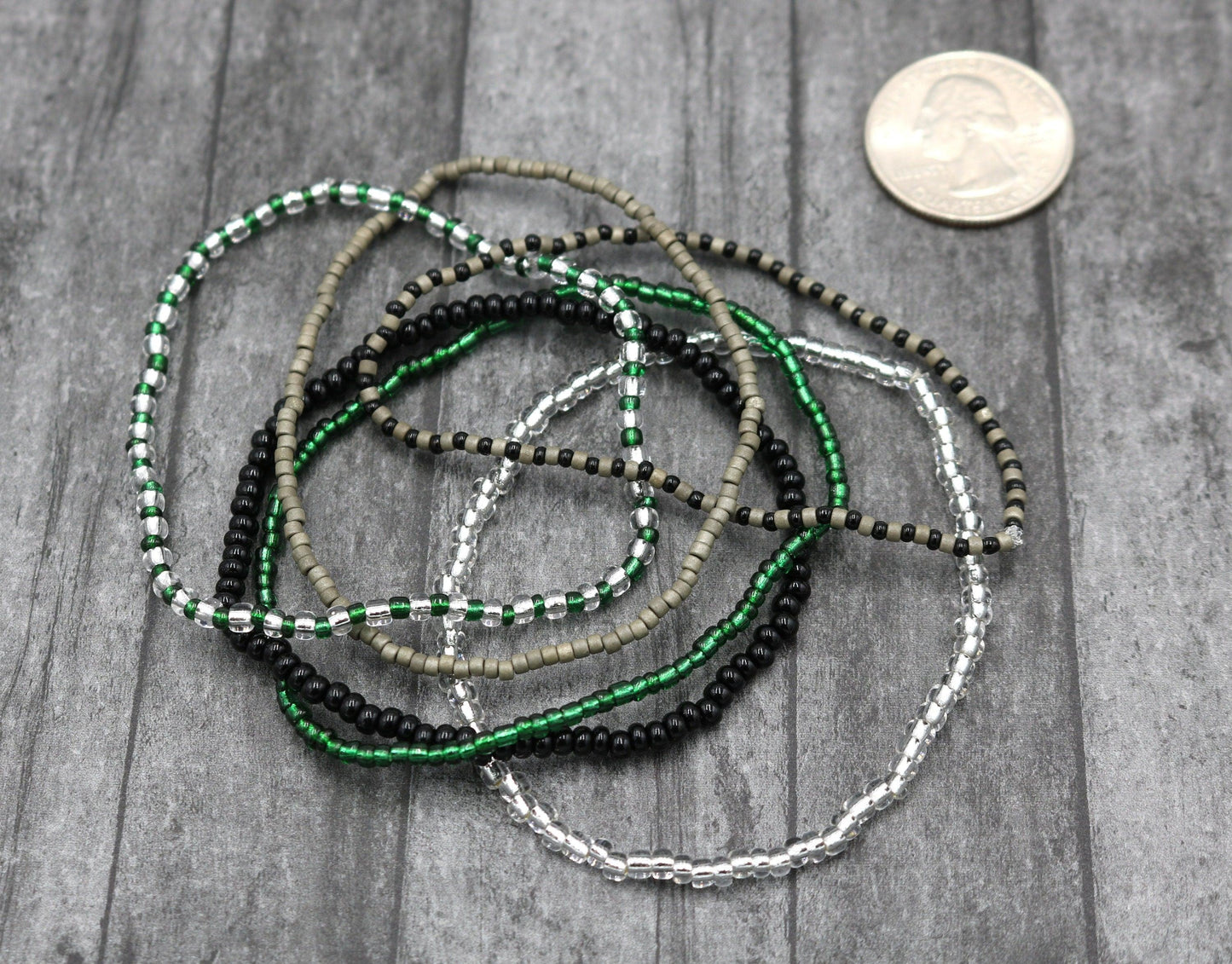 Slither and Slide with this Slytherin Inspired 6 Stretch Boho Bracelet Set – Silver, Black, Green and Grey – Women’s Bracelets Fantasy - Monkeysmojo
