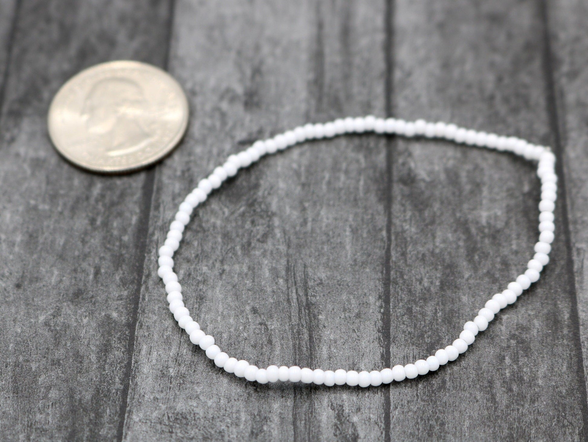 Tiny Balls of Snow Snowball Winter Vibe 2mm Glass Seed Bead Fun Boho Stretch Stack Bracelet Women’s Gift 2022 - Monkeysmojo