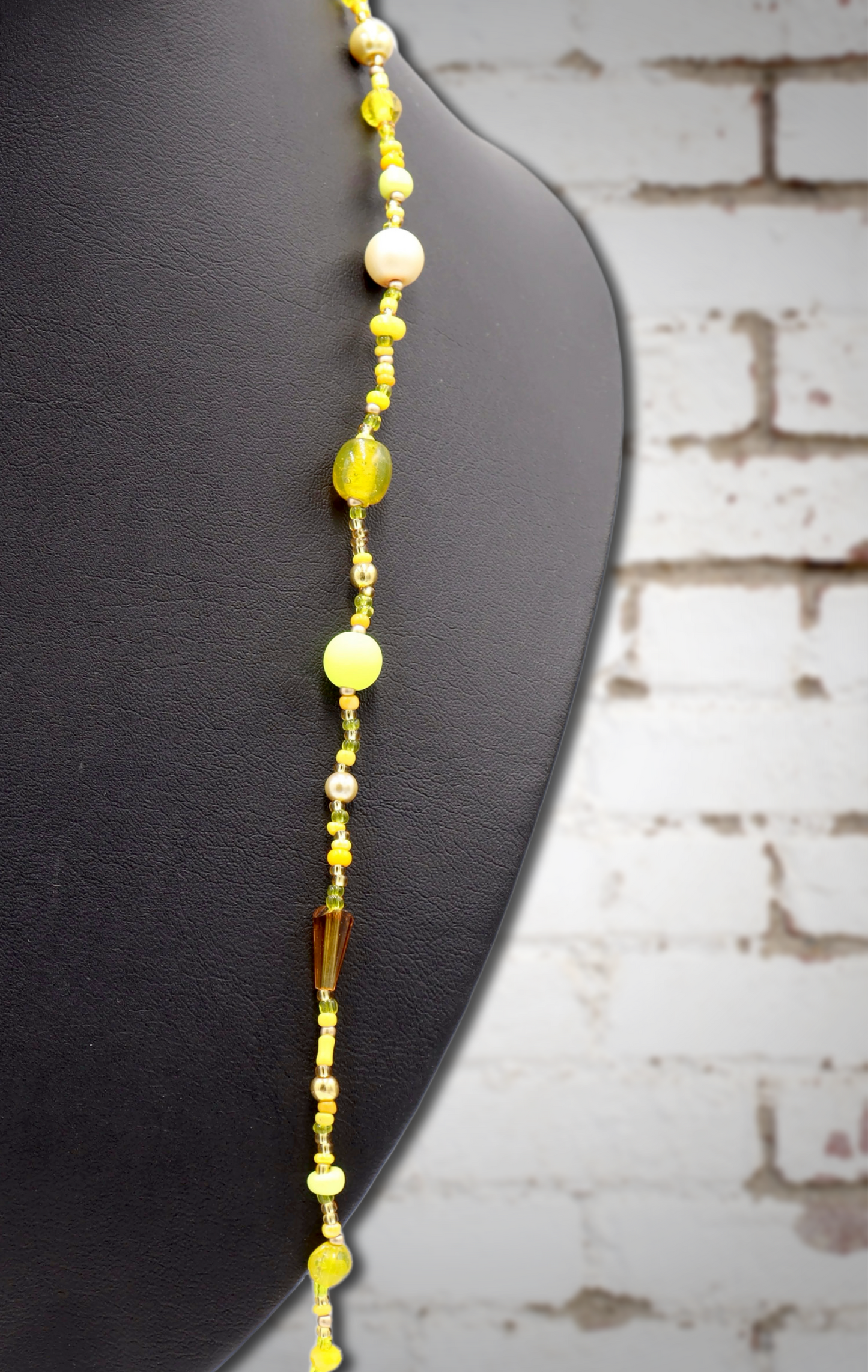 Call Me Mellow Yellow Long 36" Single Strand All Shades of Yellow Party Necklace by Monkey’s Mojo